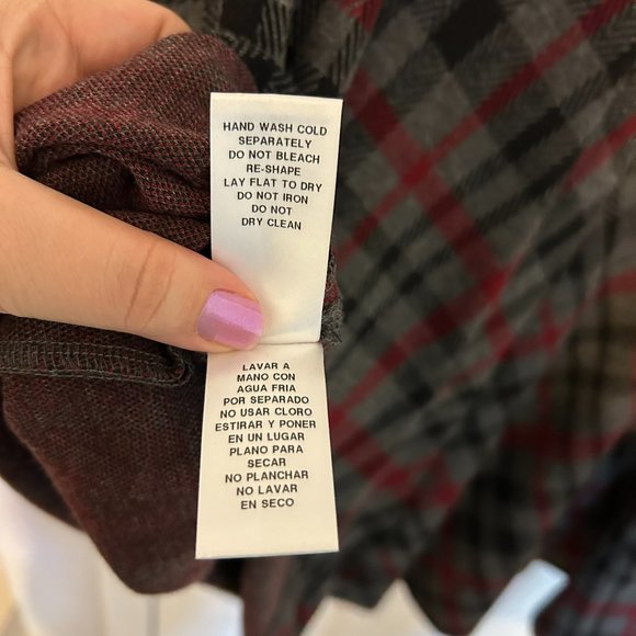 Sleeveless Gray and Red Plaid Dress - size 14P - Picture 7 of 7